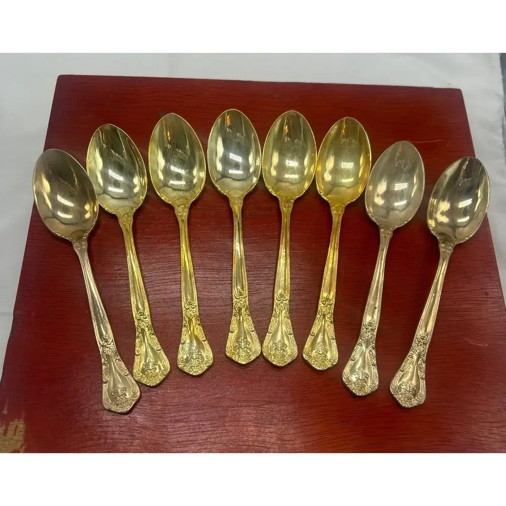 Godinger Grand Master Gold Plated Flatware Service 8 Box Missing Knife Fork VTG